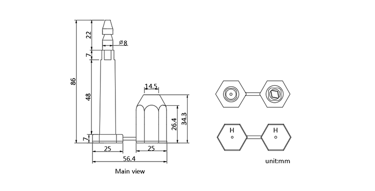 TXBS-104 Container door bolt seals CAD