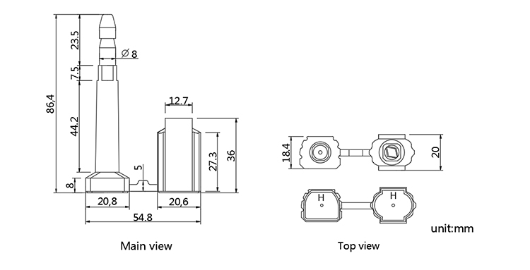 TXBS-305 High security bolt seal CAD