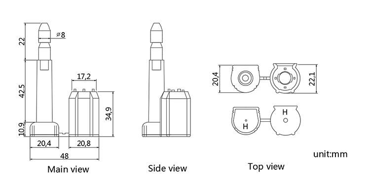 TXBS-302 Tamper evident bolt seal CAD