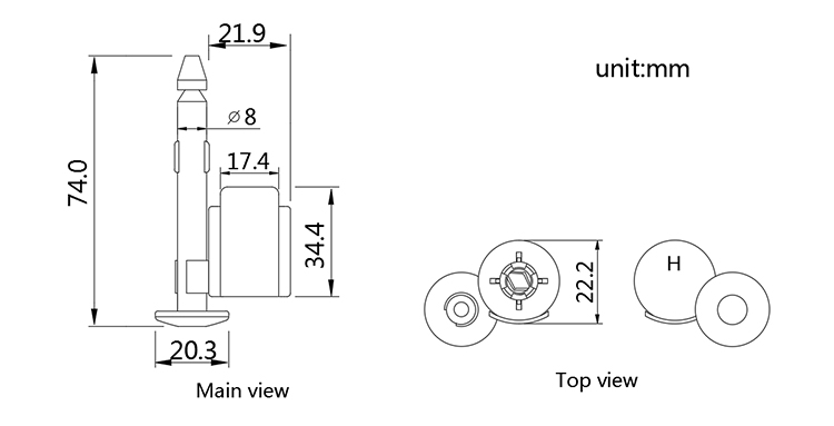 TXBS-202 Seal number container bolt seal CAD