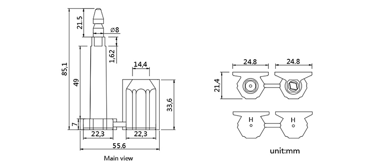 Security Truck Cable Seal For Container CAD