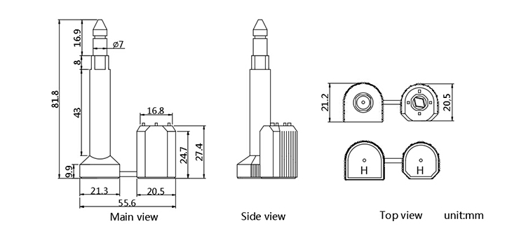 C-TPAT complian Economy Security Bolt Seals CAD