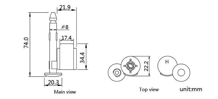 Customized High Security Container Bolt Seal Cargo Transport Security Seal CAD