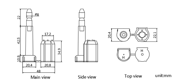 Laser printing numbering container bolt seal for shipping container CAD