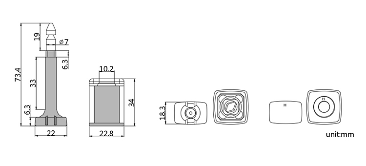 Anti-Rotary Laser Printing Disposable Container Door Seals Bolt Seal CAD