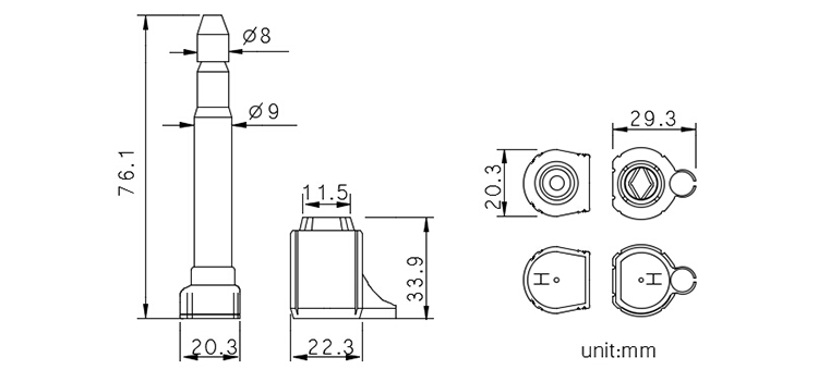 Top Security disposable bullet container bolt seal