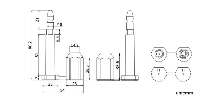  Chinese lock seals container security disposable bolt seal CAD