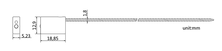 Pull tight disposible cable seal for truck container door CAD