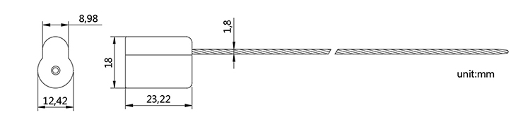 Single use pull wire container cable seal CAD