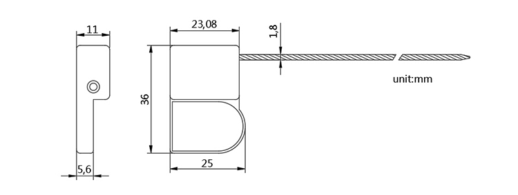 One time use anti theft numbered cable seal CAD