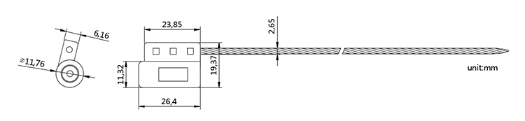 Chinese supplier Mechanical security alloy cable seal CAD