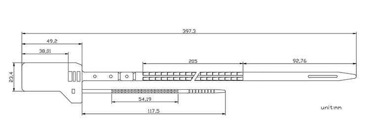 Newly developed Adjustable one time use plastic seal for containers CAD